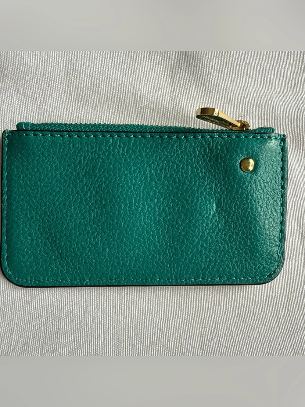 Michael Kors Teal Leather Card Case with Gold MK Logo
